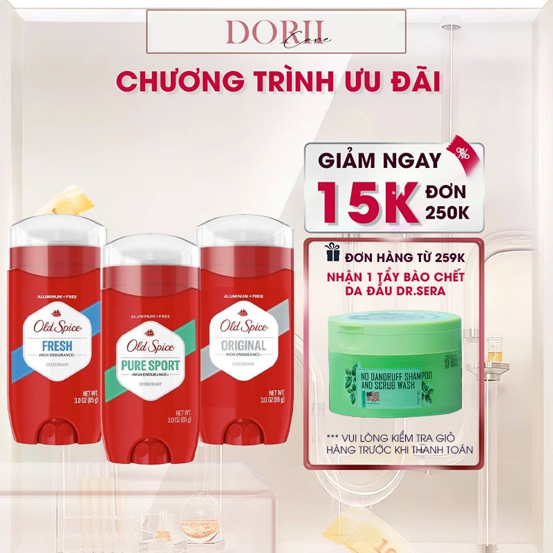 Sáp Khử Mùi Old Spice Hương Pure Sport Năng Động 85g High Endurance Deodorant (Sáp Trắng)