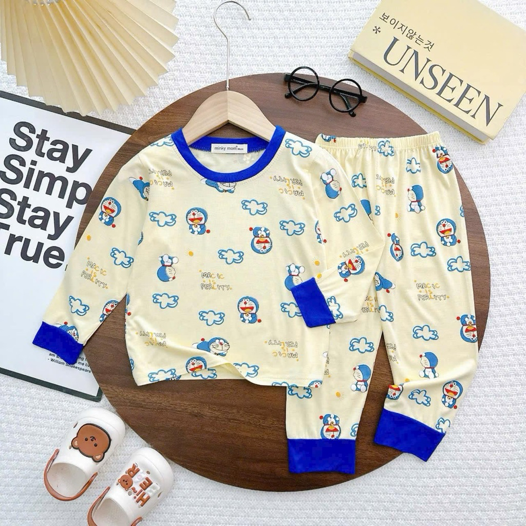 Đồ bộ dài thun lạnh cho bé - Doramon Kem Xanh