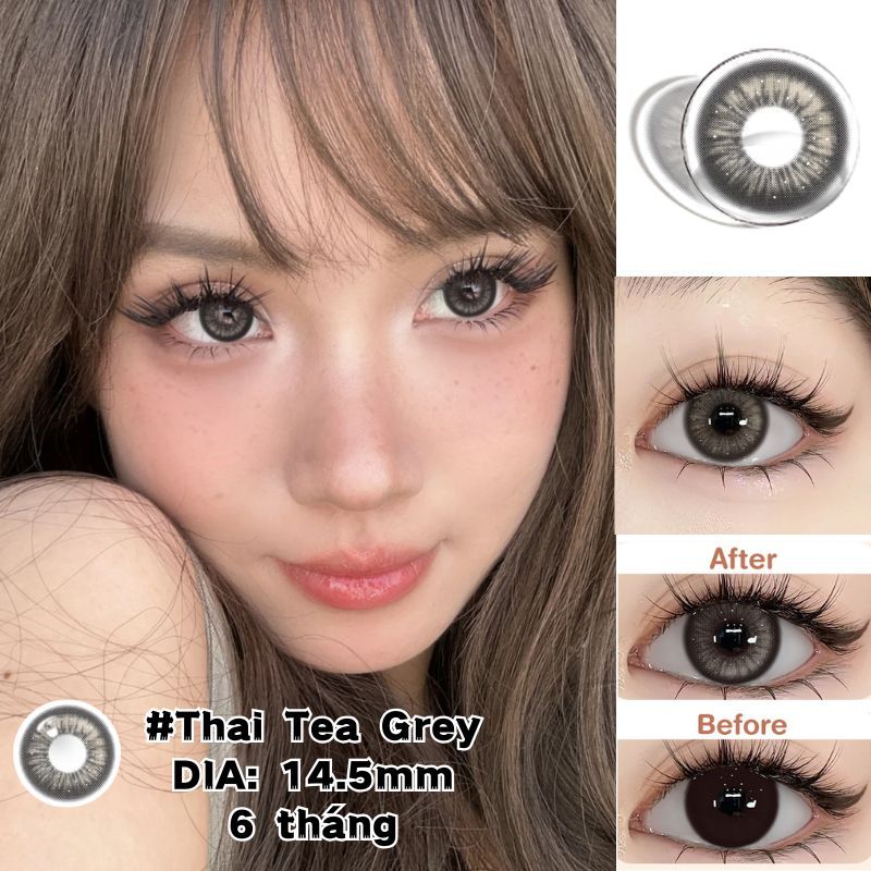 [14,50mm] 0-6 độ kính áp tròng MCK1 cận thị UYAAI dùng một lần nửa năm màu đen xám xanh phóng đại tự nhiên thoải mái