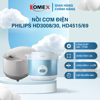 Nồi cơm điện nắp gài Philips HD3008 32 HD4515 69 dung tích 1.8 lít - Hàng chính hãng - Bảo hành 24 tháng 