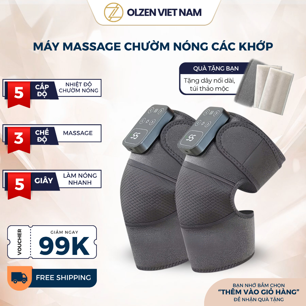 Máy Massage KNEEPAD OLZEN Chườm Nóng Đầu Gối Vai Khuỷu Tay, Hỗ Trợ Thư Giãn Xương Khớp Và Lưu Thông 