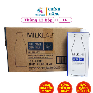 Thùng Sữa Tươi Milklab Nguyên Kem - 12 hộp 1L - Nhập khẩu Úc