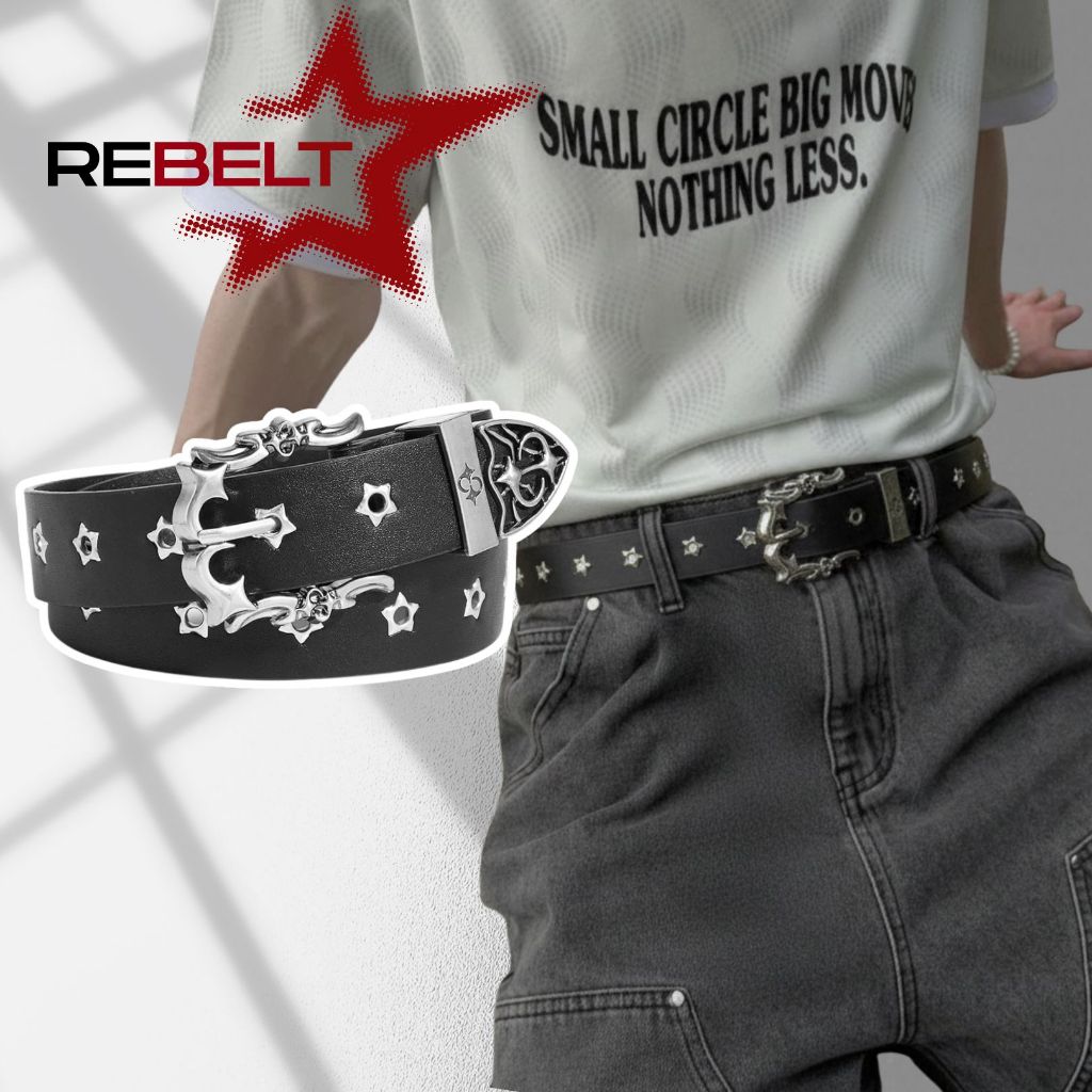 Thắt lưng REBELT Y2K unisex lỗ khoen ngôi sao
