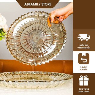 Đĩa thuỷ tinh đường kính 30cm decor bàn uống nước, Khay thuỷ tinh đựng hoa quả, bánh kẹo để bàn sang trọng