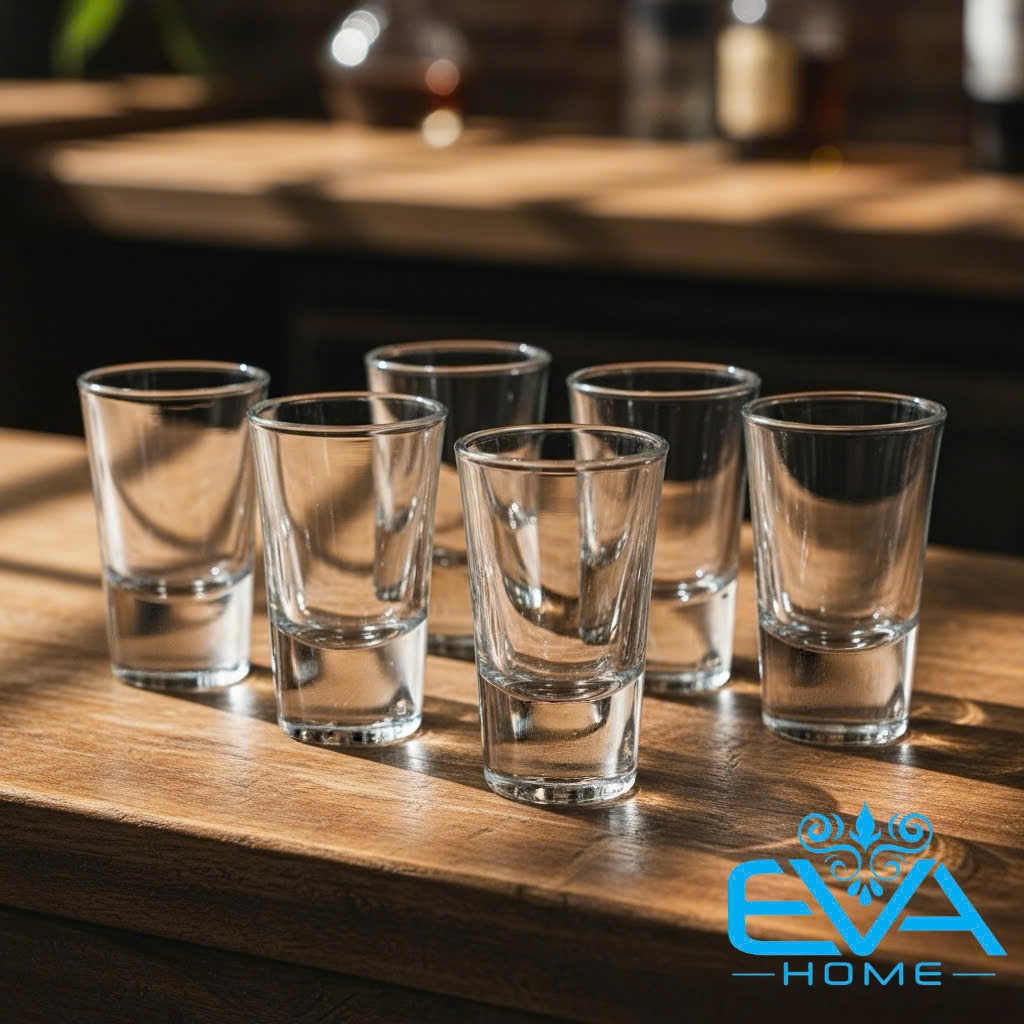 Set 12 Ly Shot Glass Thủy Tinh 35ml Đáy Vuông Cao Cấp - Cốc Đong Rượu Pha Chế, Uống Espresso, Rượu V