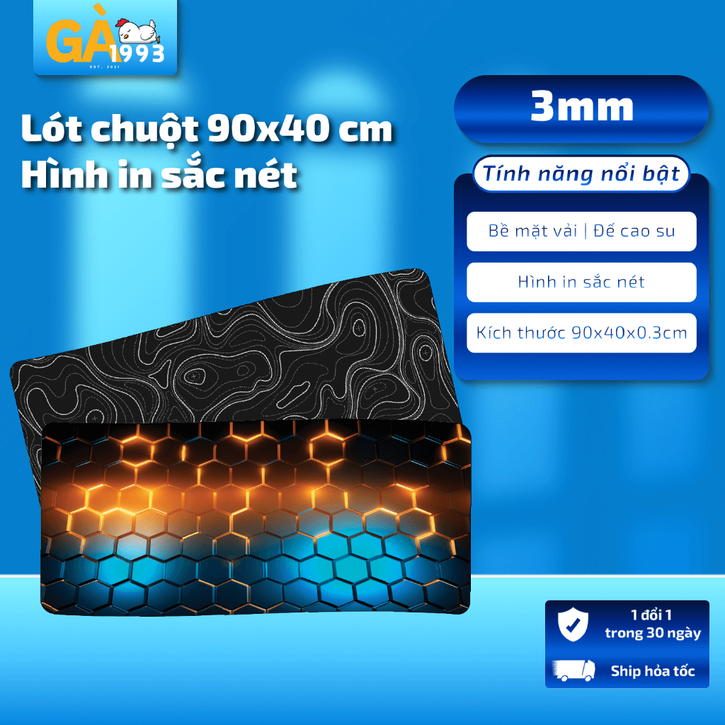 Lót chuột cỡ lớn size 90x40cm, tấm lót chuột có độ dày 3mm họa tiết sắc nét may viên chắc chắn | BigBuy360 - bigbuy360.vn