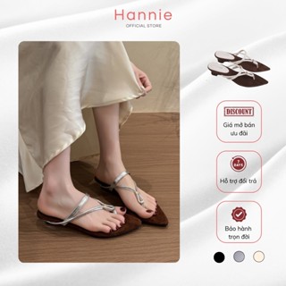   Sale up to 40% Dép mũi nhọn sỏ ngón phối đế nỉ nâu 3 phân sang chảnh - Hannie 