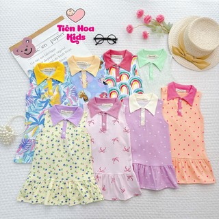   Bé 7-19kg  Váy đầm đuôi cá sát nách cổ bẻ cotton Bozip xuất dư mềm mát cho bé gái mặc đi học đi chơi 