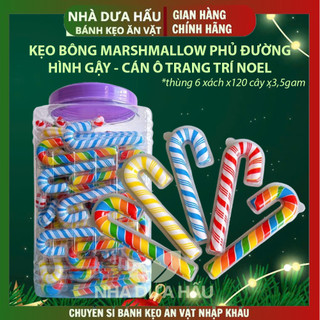   XÁCH 120CÂY  Kẹo bông Marshmallow phủ đường hình Gậy   Cán Ô NOEL giáng sinh cốc trà sữa hotdog cute cho bé 