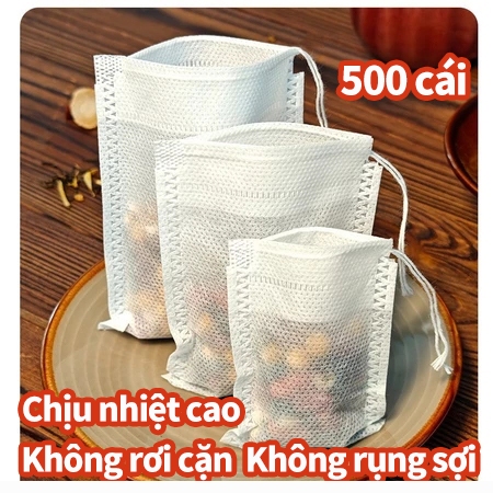 (Sỉ) 500 Cái Túi Lọc Dây Rút Đa Năng - Lọc Trà, Cà Phê, Thảo Dược, Gia Vị - Chất Liệu Vải Không Dệt