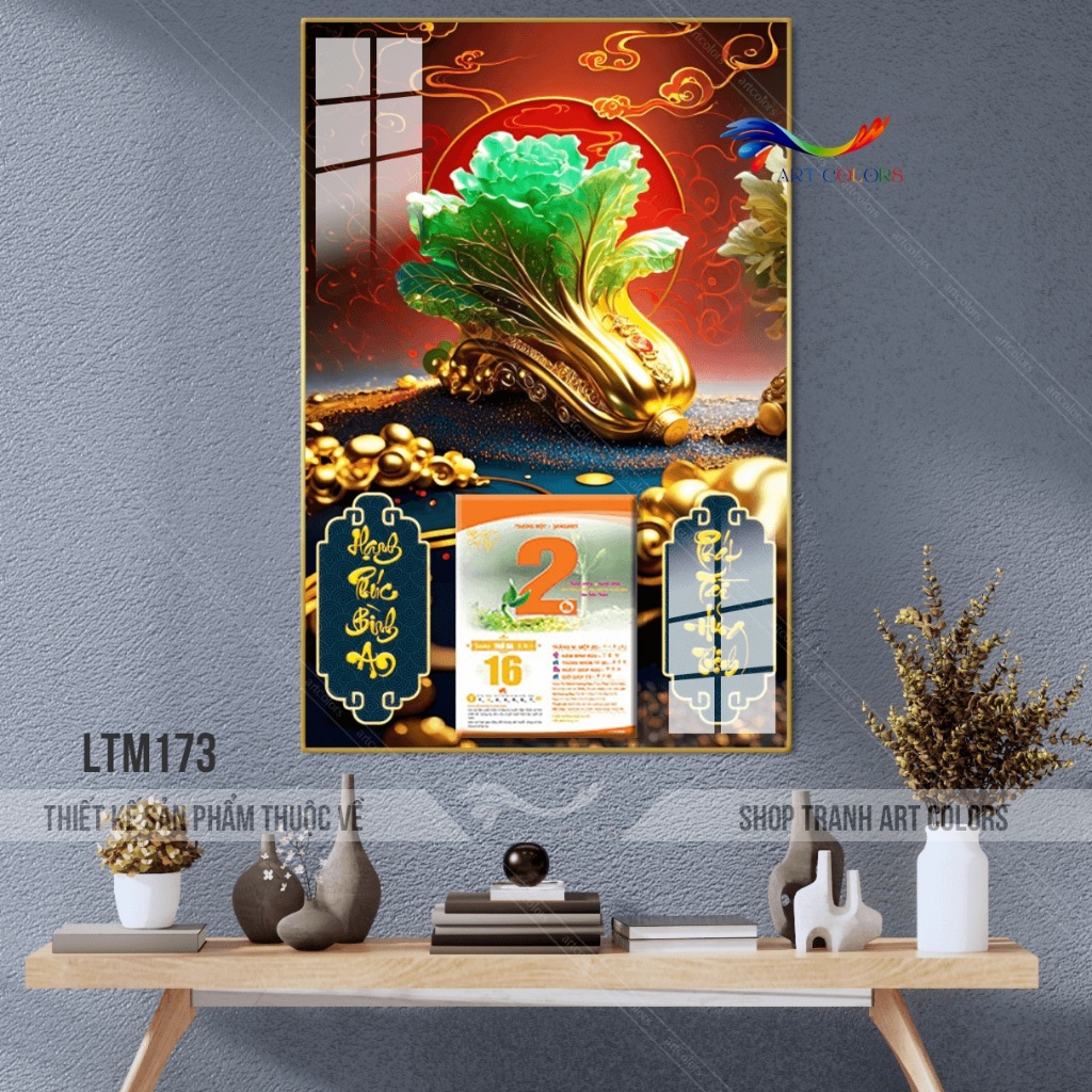 6mm LỊCH TÉT 2026 Bắp cải phong thủy 40x60cm bo viền 6mm tặng bloc đại