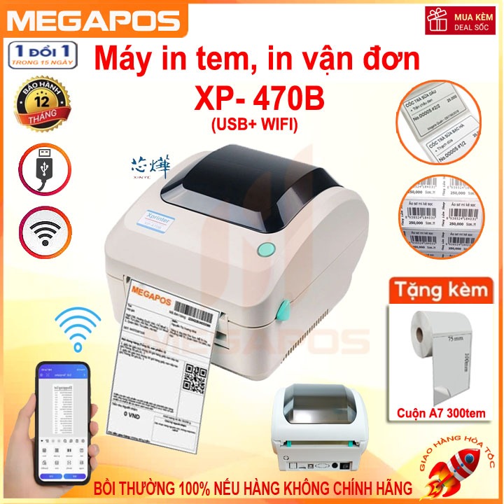 Máy in Xprinte® XP-470B, XP-420B, DT-426B in đơn hàng, in tem, in vận đơn TMĐT A6 - NEW 100%