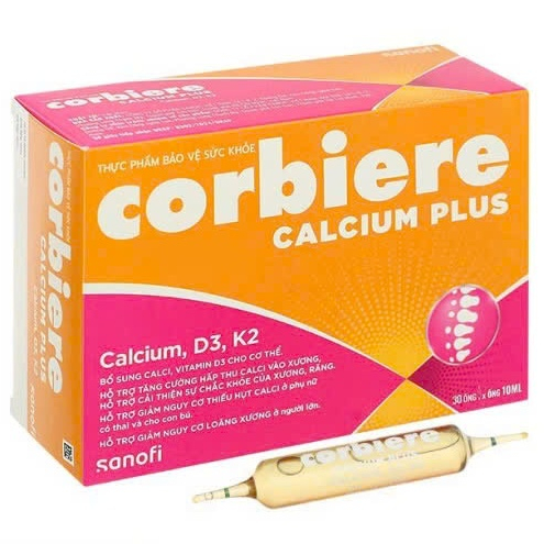 Corbiere Calcium Plus hỗ trợ tăng cường hấp thu canxi, cho xương chắc khỏe (Hộp 30 ống)
