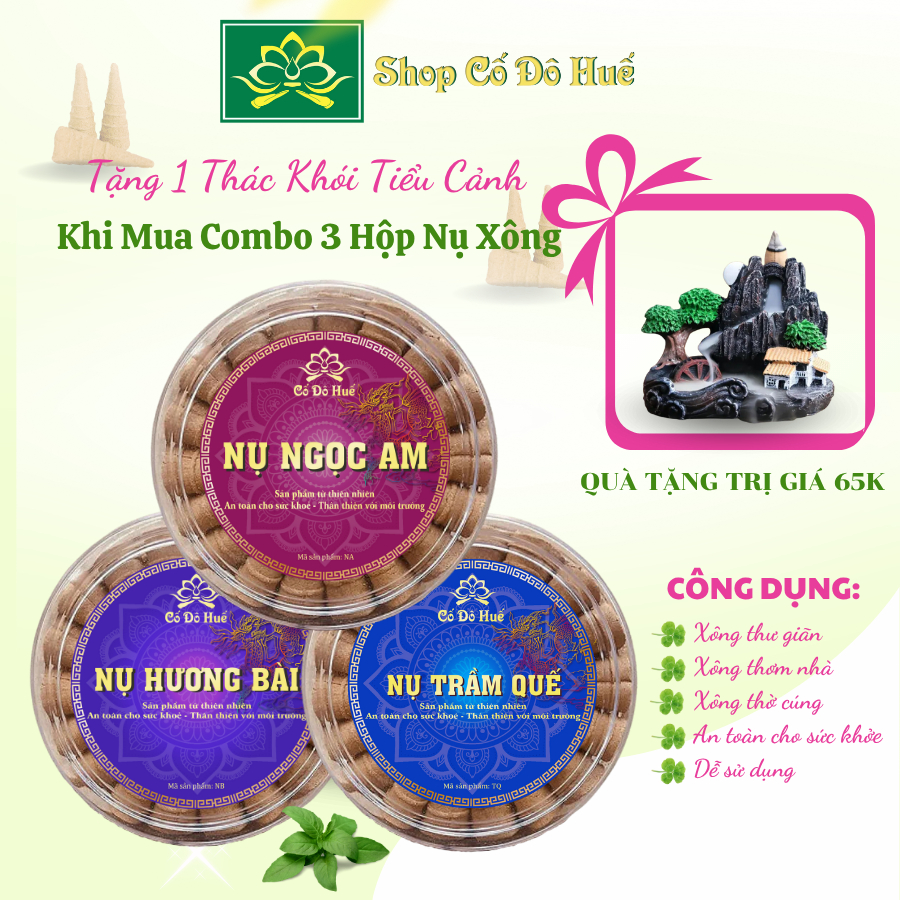 Combo nụ xông phong thuỷ Ngọc Am, Hương Bài, Trầm Quế xông nhà khai vận toàn diện