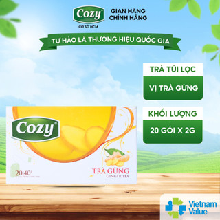  Trà Gừng Cozy Túi Lọc  20 gói x 2g  Hương Vị Cay Ngọt Hỗ Trợ Làm Ấm Cơ Thể 
