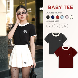  Áo Thun Baby Tee ECOCHIC Basic Cổ Tròn Phối Viền Logo EC Ngực Chất Liệu Cao Cấp Chính Hãng B193 