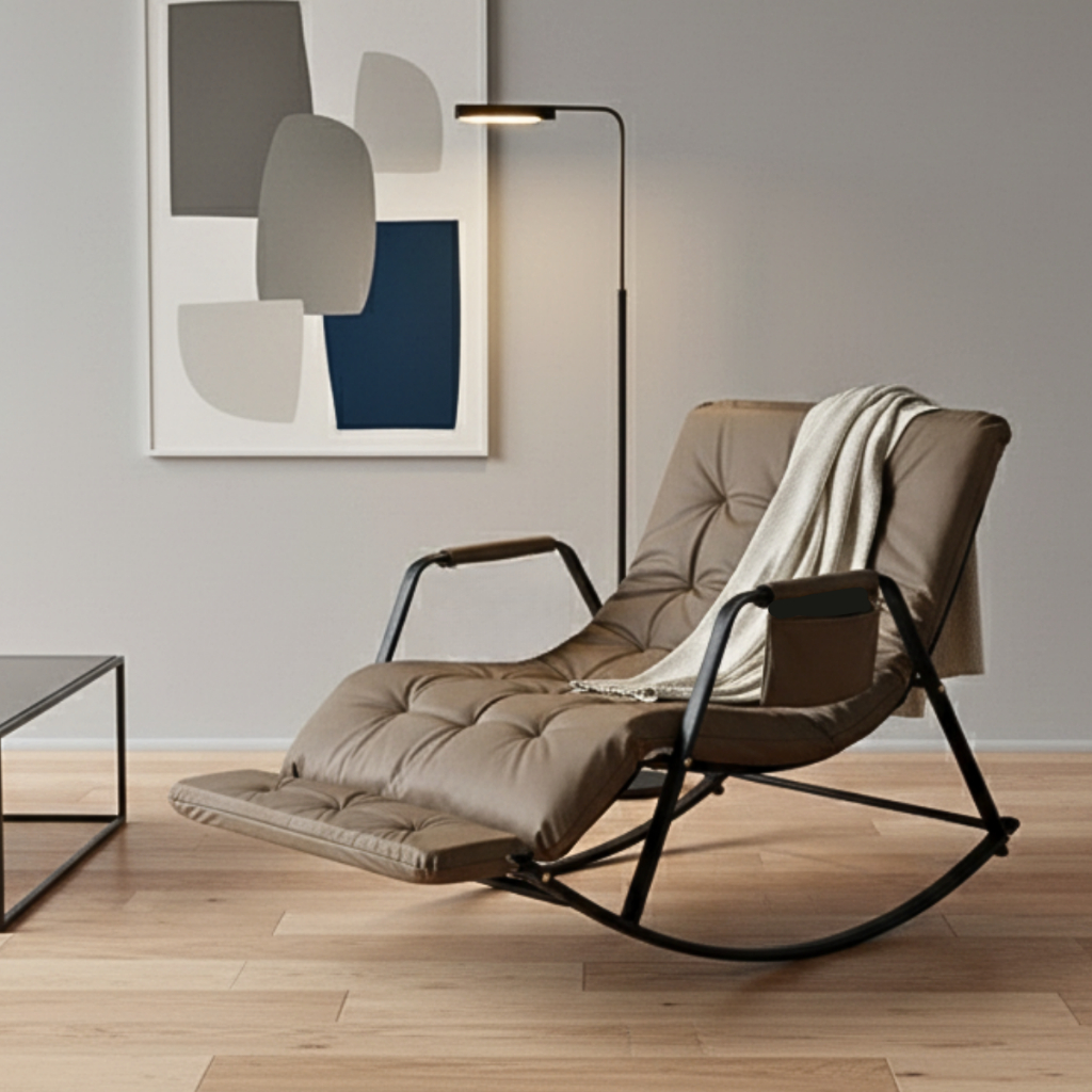  Ghế Bập Bênh Thư Giãn Cho Mẹ Bỉm Sữa Có Kệ Massage Chân Ghế Bập Bênh Đôi Da PU Đệm Dày Êm Ái Khung Thép Dày Dặn 