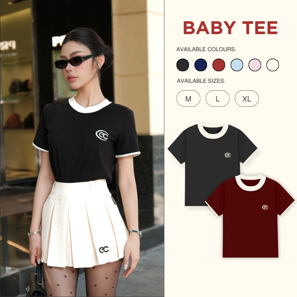 Áo Baby Tee ECOCHIC Basic Cổ Tròn Phối Viền Logo Ngực Chất Liệu Cao Cấp Mềm Mịn Chính Hãng B193 | BigBuy360 - bigbuy360.vn