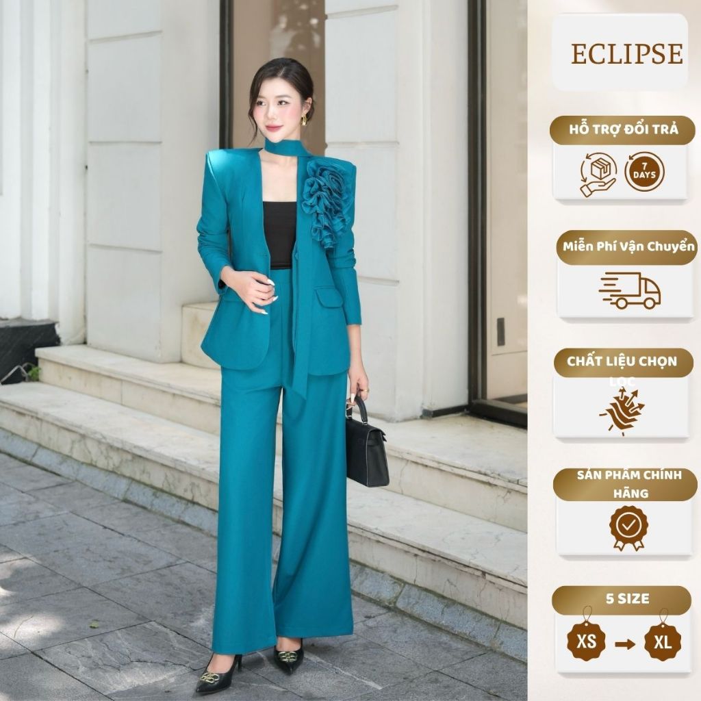 Set vest ko cổ hoa bèo to khăn quàng Lapel Eclipse Clothing