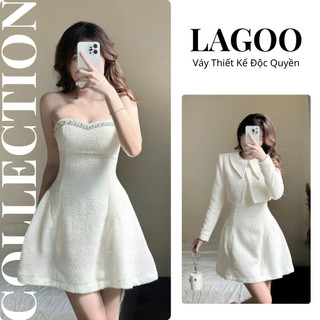  Set Váy Trắng Susan Hai Trong Một Váy Cúp Ngực Dáng Xòe Kết Hợp Áo Khoác Cổ Sơ Mi Thanh Lịch Glamchic 