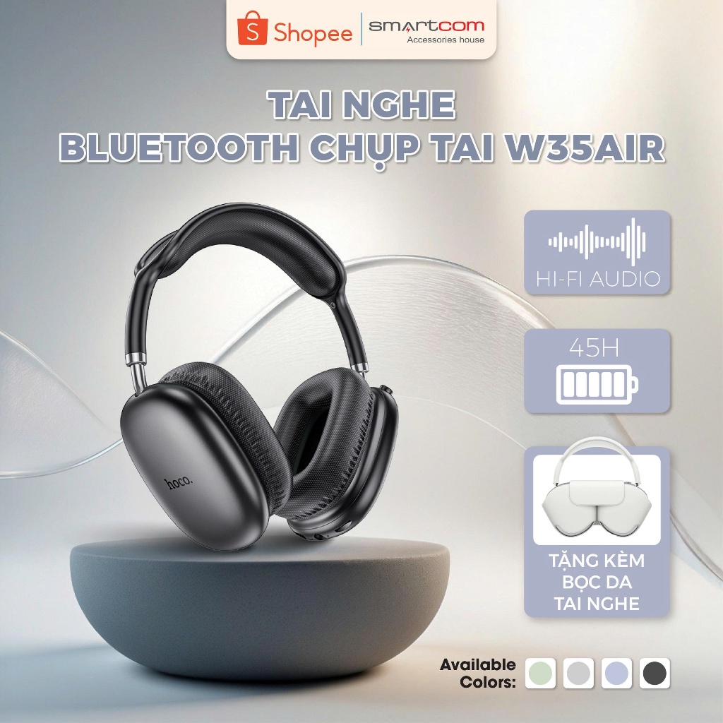 [Tặng bọc tai nghe] Tai nghe chụp tai BLUETOOTH 5.3 Air - Pin trâu - Bass mạnh - Smartcom - W35 | BigBuy360 - bigbuy360.vn