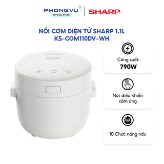  Nồi cơm điện tử SHARP 1.1L KS-COM110DV-WH - Gia nhiệt 3D Lòng 5 lớp chống dính Phù hợp 2-4 người - Bảo hành 12 tháng 