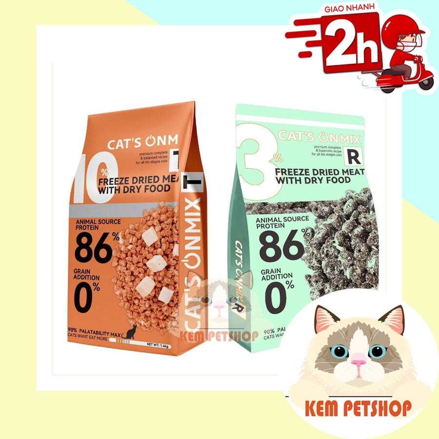 Hạt CAT'S ON MIX túi seal 1.4kg - Hạt không ngũ cốc, topping thịt thật cho mèo