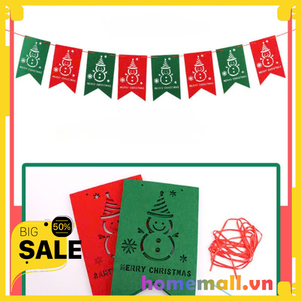 SET CỜ TREO VẢI NỈ HỌA TIẾT XANH ĐỎ NOEL GIÁNG SINH  - PHỤ KIỆN GIÁNG SINH HMSS575