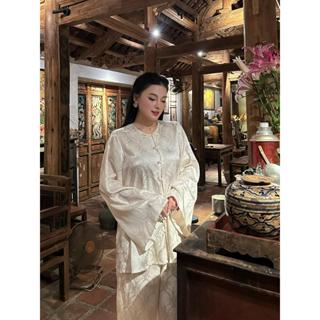  Bộ lụa gấm THIÊN Ý set pháp phụp hoạ tiết chất vải lụa gấm đồ lam đi chùa dáng áo bà ba sang chảnh 