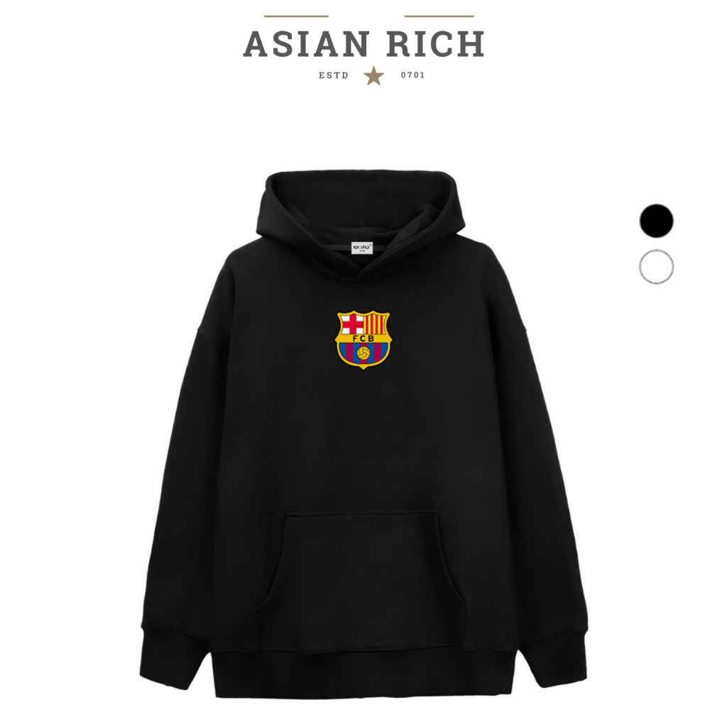 Áo Hoodie Asian Rich Premium Nỉ Logo Mid Câu Lạc Bộ Bóng Đá Fc Barcelona La Liga