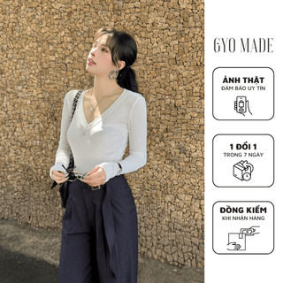   Mở bán  Áo thun giấy nữ kiểu cổ tim GYOMADE® ôm body tôn dáng mềm mát dễ phối | GA090 