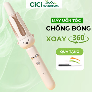  Máy Uốn Tóc Tự Động Hình Gấu Xoay 360 Độ Chất Liệu Gốm Sứ - Máy Uốn Xoăn Tại Kiểu Tóc Chỉnh Nhiệt Ion Âm 