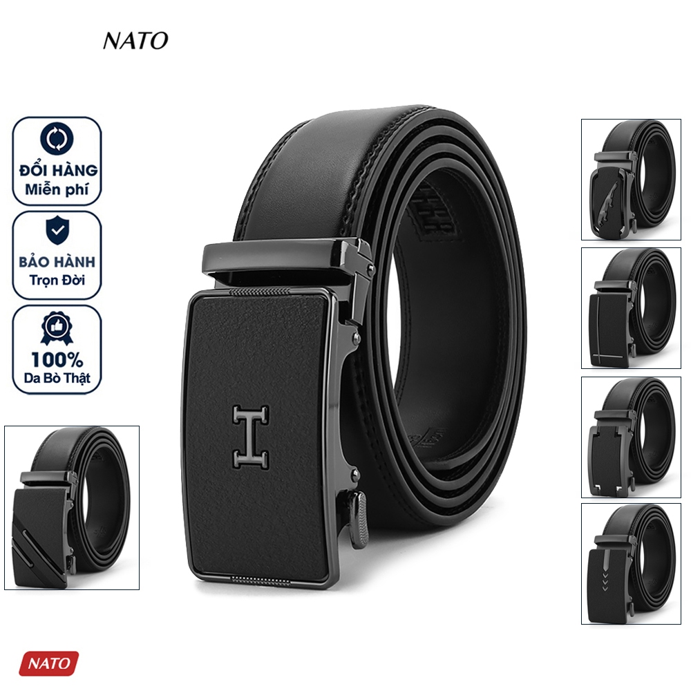 Thắt Lưng Nam Nato AP Khóa Tự Động Da Bò Cao Cấp Đẹp Thời Trang Đi Làm Trơn Đơn Giản 995Gsm