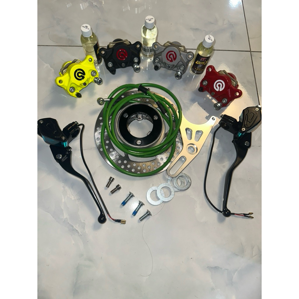 Combo phanh đĩa sau kèm tay phanh bình dầu liền gắn mọi dòng xe độ phanh đĩa sau xe điện