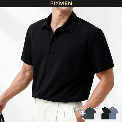 Áo Sơ Mi Nam Trơn Tay Ngắn SYLEN – Vải Cotton Co Giãn, Form chuẩn, Không Nhăn, Thấm Hút Tốt – SIXMEN