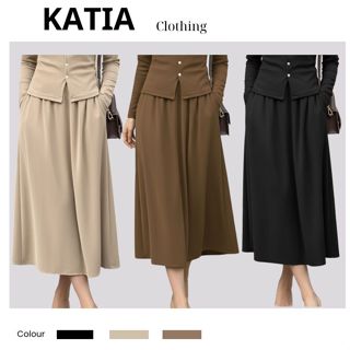  Chân váy len dáng dài  cạp chun chân váy xuông dài chất liệu len dệt kim màu trơn mặc thu đông 