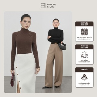   NEW  Áo Dài Tay Cổ Lọ Nữ Dáng Thường BUSY Thun Tăm Rayon Co Giãn Ôm Sát DT23T 