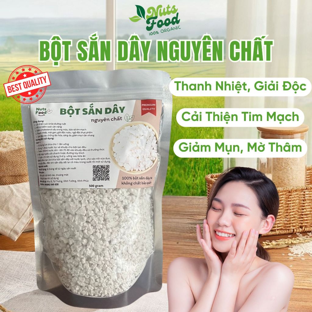 Bột sắn dây ta nguyên chất Nuts Food thanh nhiệt, tinh bột sắn dây sạch mịn đẹp da