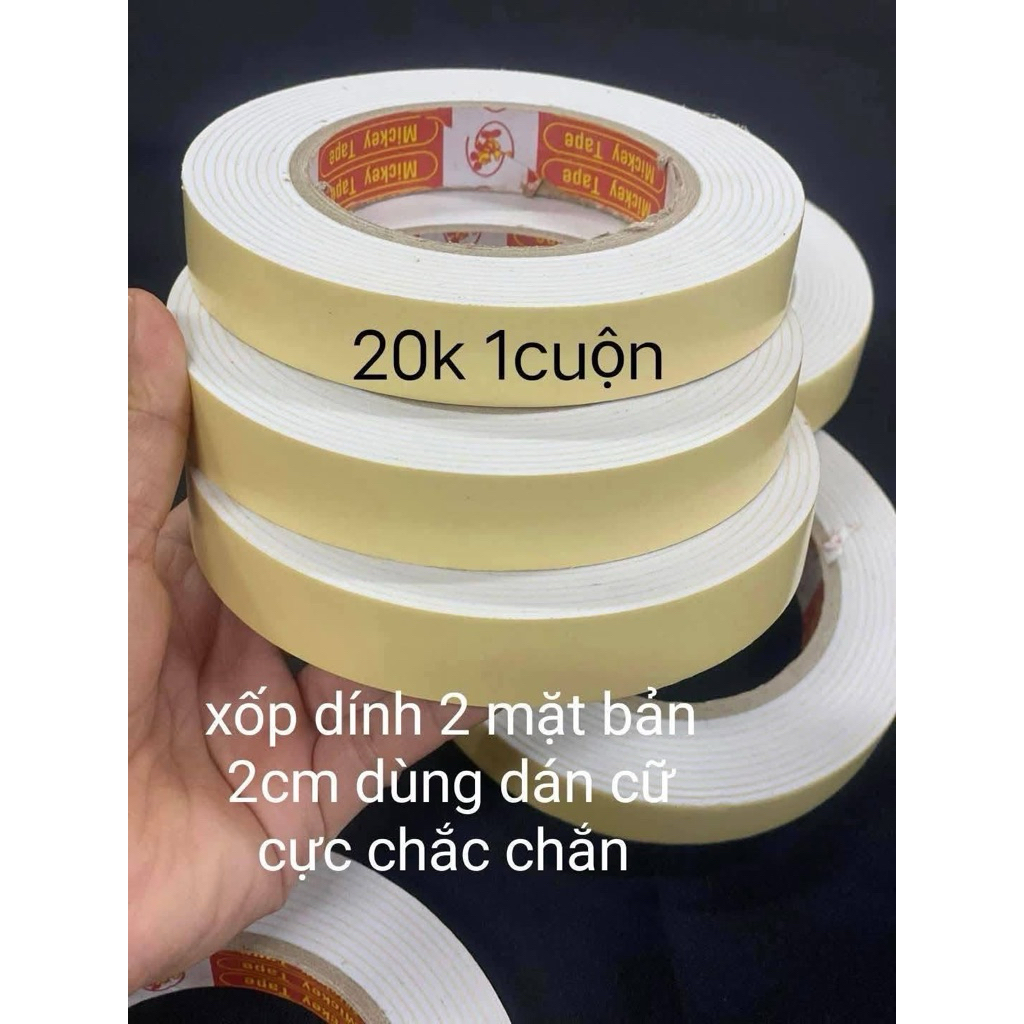 cữ ,keo xốp 2 mặt  bản  2cm