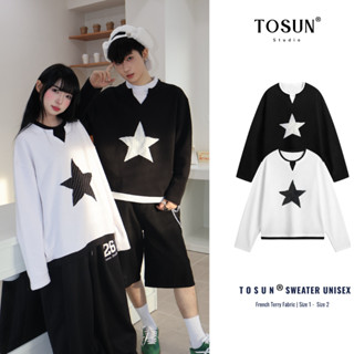  Áo Sweater Cổ Tròn Ngôi Sao TOSUN Áo Sweater Nỉ Chân Cua Form Rộng Unisex S44 