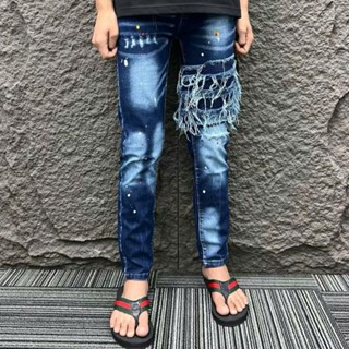  quần bò nam xanh vảy sơn khuyết tật xanh bốn cúc 