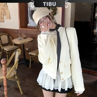  Set Áo Ren Xoè Kẻ Sọc Phối Áo Khoác Dạ TIBU Set Đồ Nữ Xinh Xắn Tiểu Thư Sang Chảnh Thu Đông B641 