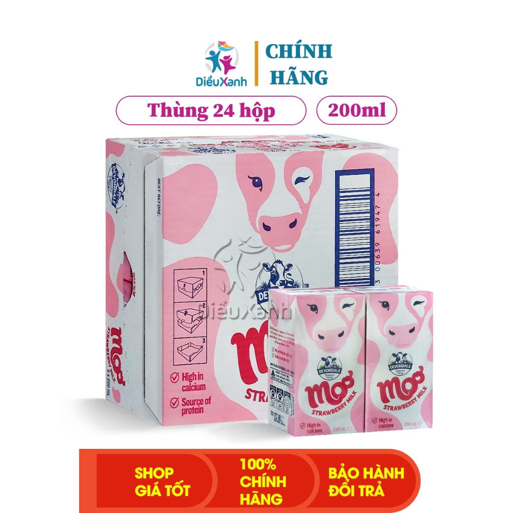 [Mẫu Mới] Thùng Sữa Devondale Dâu Giàu Canxi - Sữa Tươi Có Đường Vị Dâu 200ml