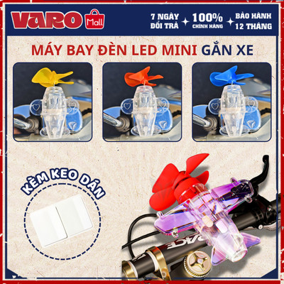Máy Bay Mini Trang Trí Xe Máy, Mũ Bảo Hiểm Có Đèn LED – Chạy Bằng Sức Gió, Tự Quay Phát Sáng