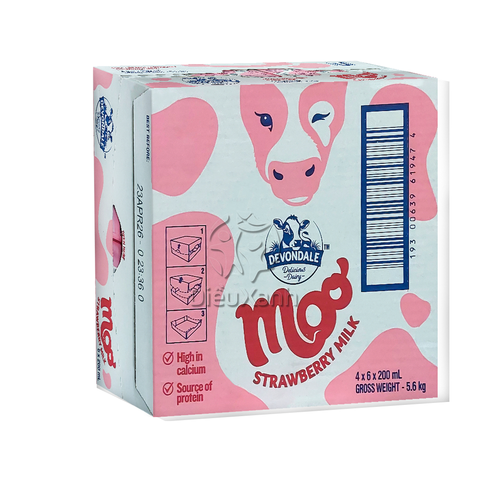 [Thùng 24 Hộp] Sữa Tươi Devondale Vị Dâu 200ml - Sữa Nhập Khẩu Úc