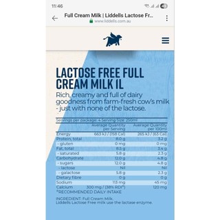 SỮA TƯƠI LIDDELLS DEVONDALE NGUYÊN KEM 1L