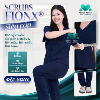 Đồng phục Scrubs Bác sĩ cổ tim MỀM NHẸ, SIÊU MÁT, KHÔNG XÙ, KHÔNG NHĂN vải Fionx Siêu Cấp