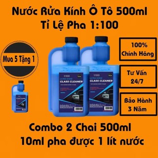   GIẢM GIÁ COMBO 2 Chai Nước Rửa Kính Ô Tô GLASS CLEANER 500ML,Tỉ Lệ Pha 10ML Dung Dịch Pha Được 1 Lít Nước 