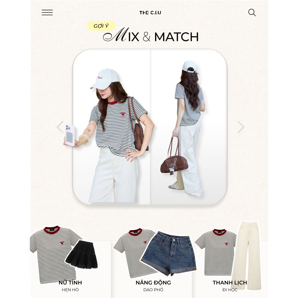 Áo thun sọc ngang tay ngắn nữ thêu chữ THE C.I.U, áo phông cotton freesize basic trẻ trung dễ phối đồ - Mia Tee | BigBuy360 - bigbuy360.vn