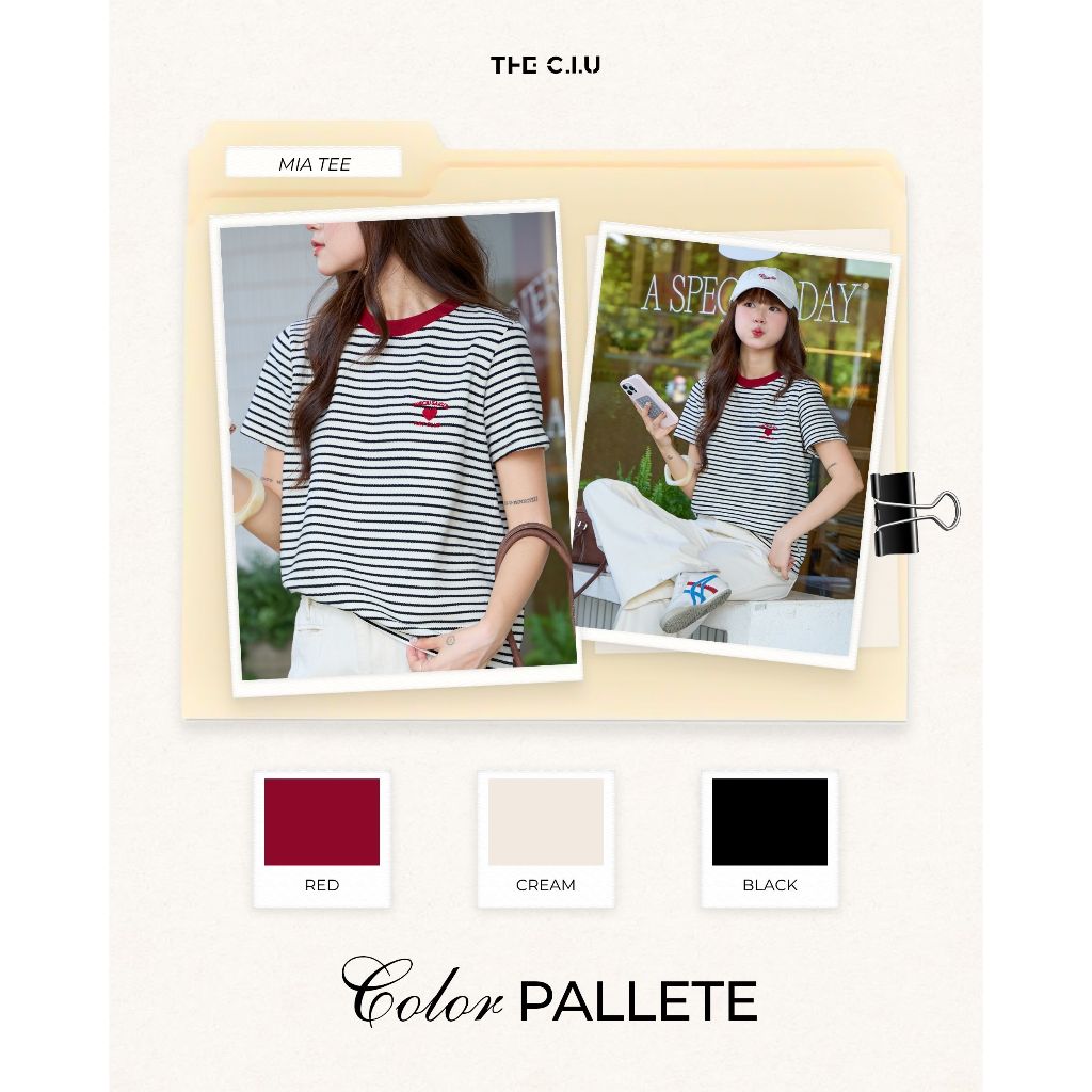 Áo thun sọc ngang tay ngắn nữ thêu chữ THE C.I.U, áo phông cotton freesize basic trẻ trung dễ phối đồ - Mia Tee | BigBuy360 - bigbuy360.vn